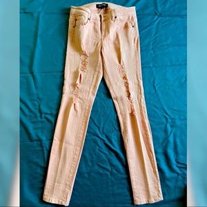 Forever 21 Distressed Coral Jeans